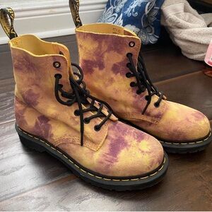 Dr marten size 8 purple and yellow tie dye boots